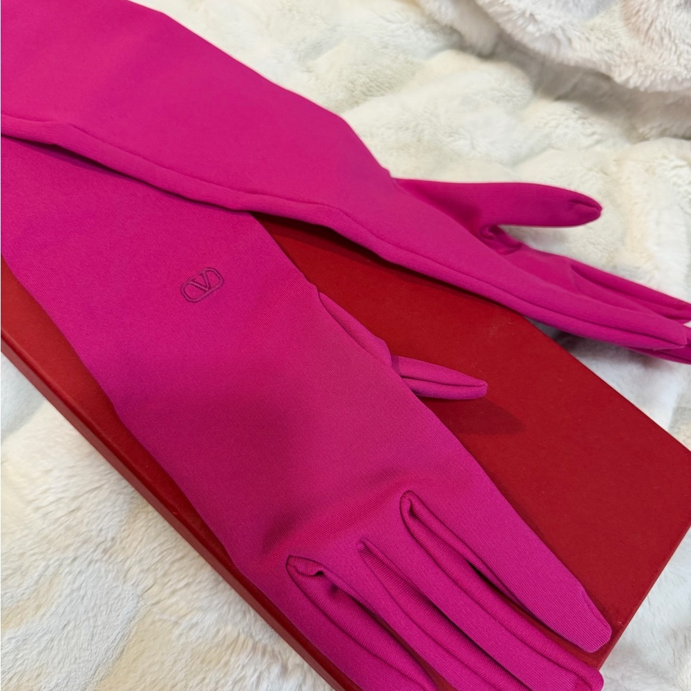 Valentino Hot Pink Long Evening Gloves